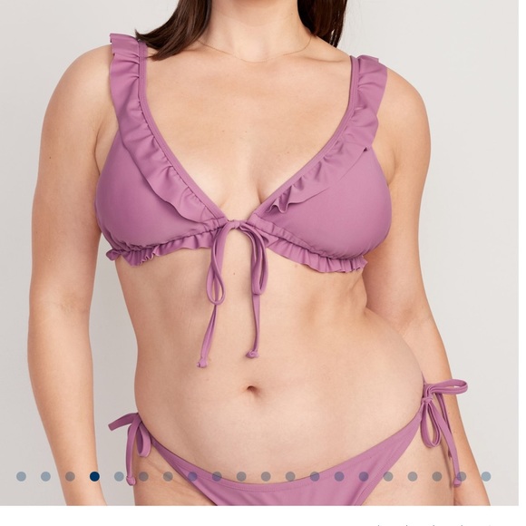 NWT OLD NAVY Ruffle-Trimmed Triangle String Bikini Swim Top Color: Damask - Picture 4 of 6